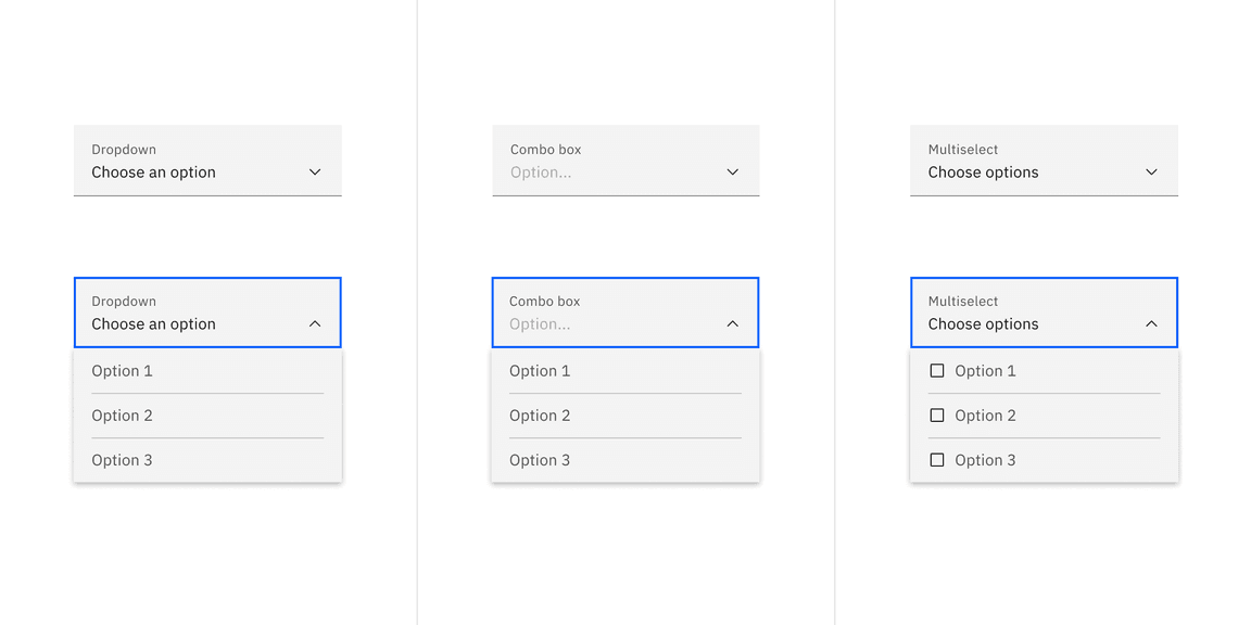 Fluid dropdown variant examples